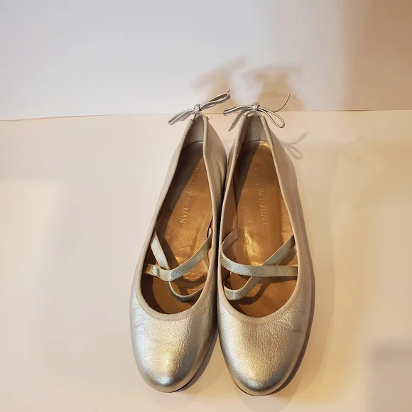 Stuart Weitzman Bolshoi Gold Flats Women's Size 9 - Picture 5 of 13